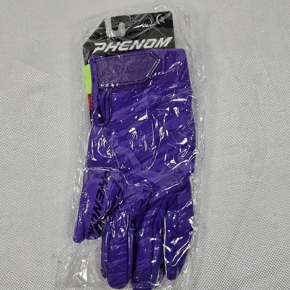 Phenom Elite Vapor-Stick Football Receiver Gloves Purple Mens 3L XXXL SFIA New - Picture 1 of 6